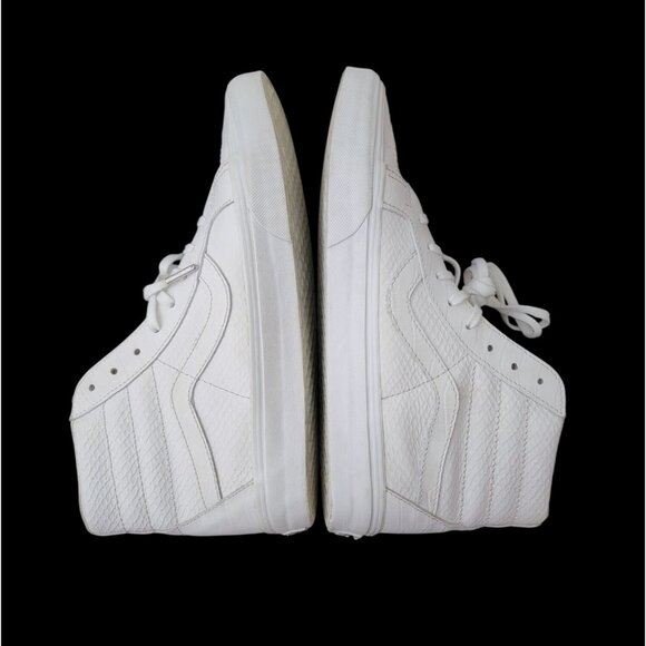 Vans Sk8-Hi Top Reissue Croc Embossed White Leather Sneakers Sz 8.5M / 10W - Picture 4 of 11